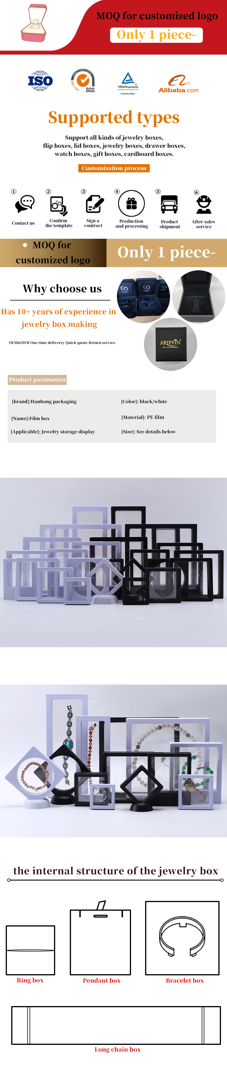Jewelry Display PE Membrane Suspension Box , Transparent Film Floating Jewelry Case