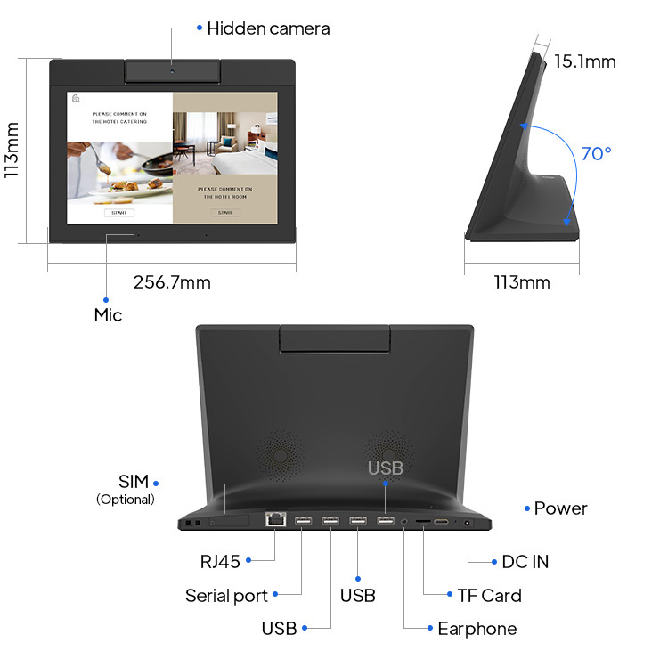 Touch Screen Ordering Terminal Desktop Android 8.1 Tablet For Restaurant Menu