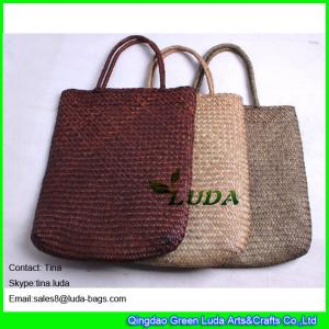 China LUDA colored seagrass straw beach bag natural beach towel bag wholesale