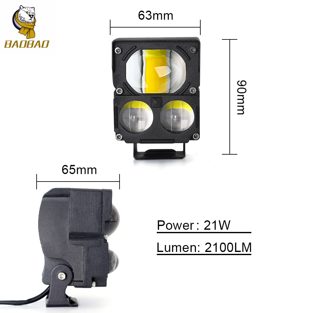 Aluminum 3 Beam White Yellow LED Spotlight Universal Motorcycle Parts