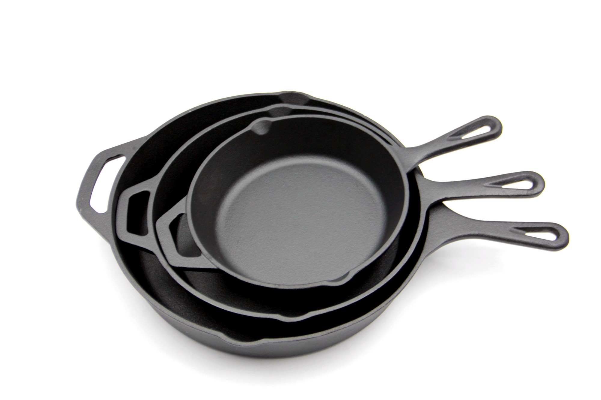Pre Seasoned Long Handle Cast Iron Skillet Pan 6/8/10 Inch 3pcs/Set