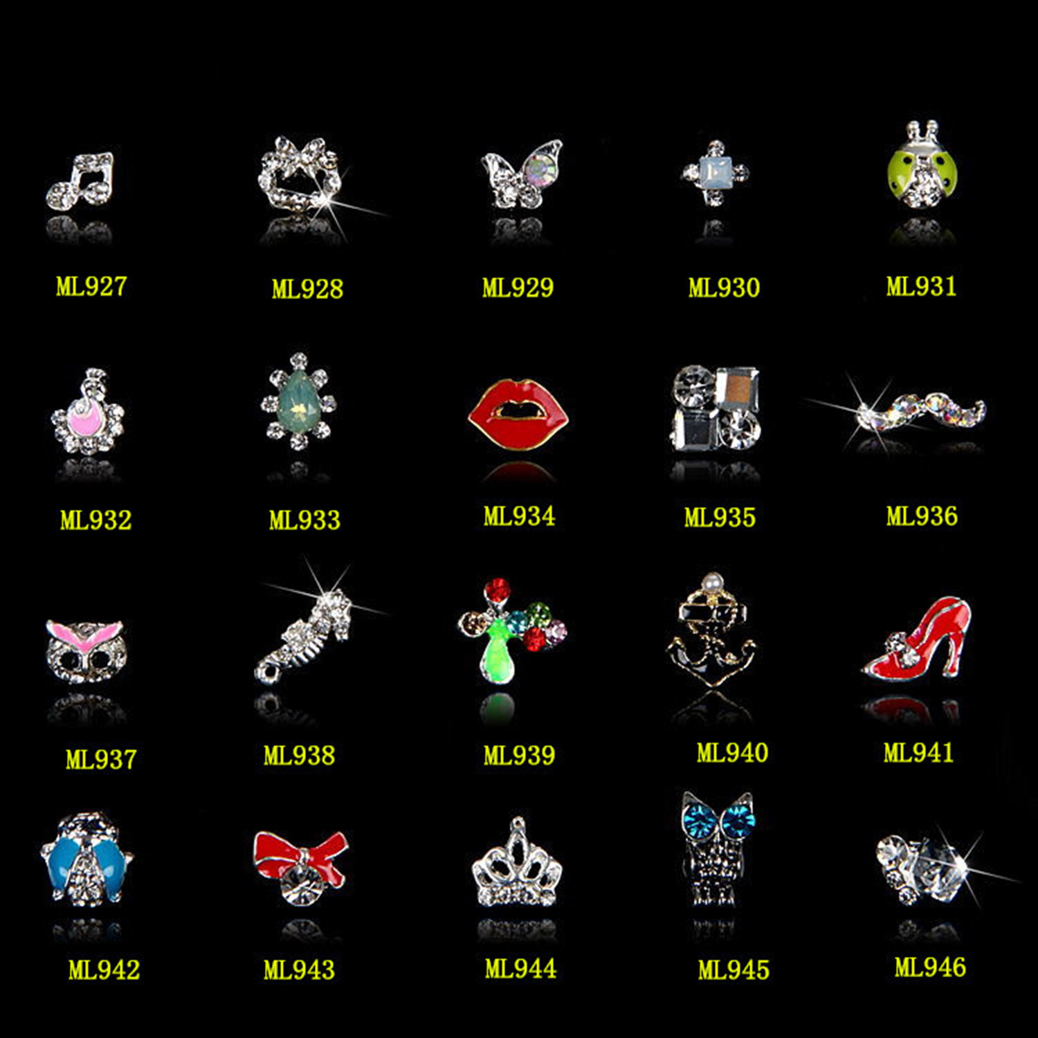 Hot NEW Wholesale Alloy Jewelry 3D Nail Art Jewelry Nail rhinestones Sticker Supplier Number ML927-946