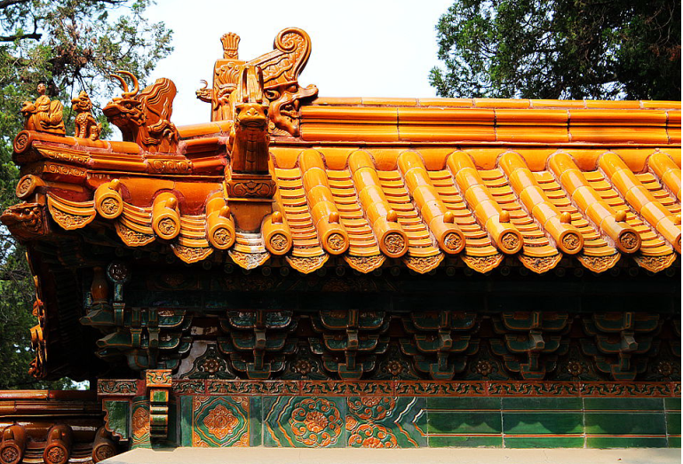 Kaolin Clay Handmade Plain Tiles Yellow Glazed Terracotta Chinese Temple Pagoda