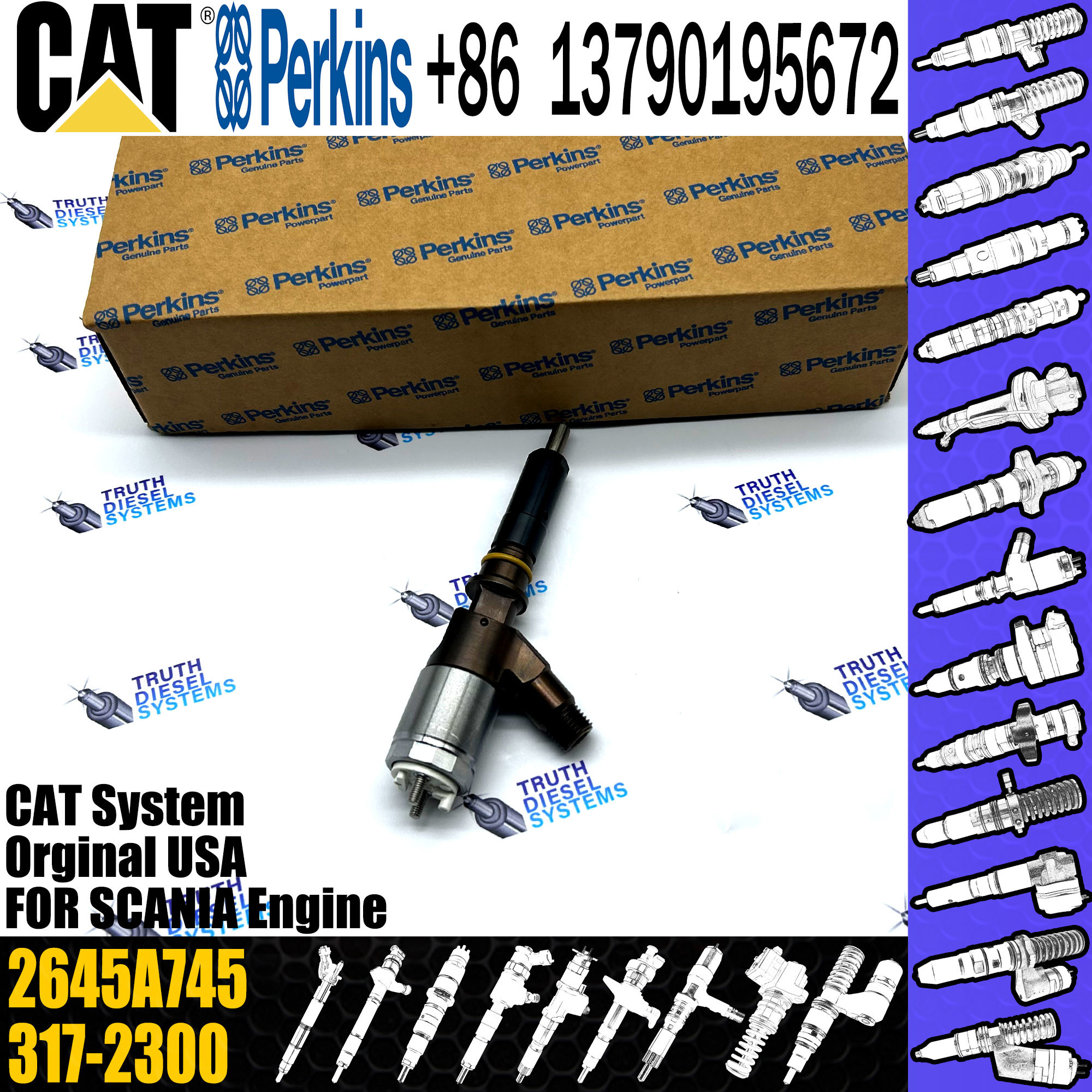 Engine Common Rail Injector For CAT Perkins 2645A734 2645A731 2645A733 2645A735 2645A743 2645A745