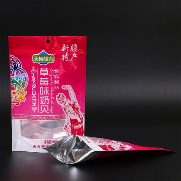 Quality Food Grade Pink Color  Bottom Cellophane Bags with clear window For Dairy Product Packaging for sale