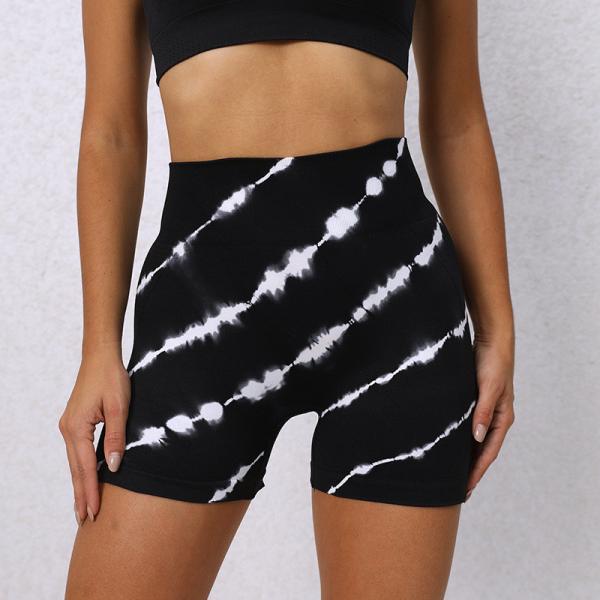 Seamless tie-dye abdominal lifting hip yoga shorts summer fitness running shorts