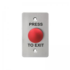 China Anti - Vandal Red Door Exit Push Button Micro Switch With Fireproof Material Faceplate on sale