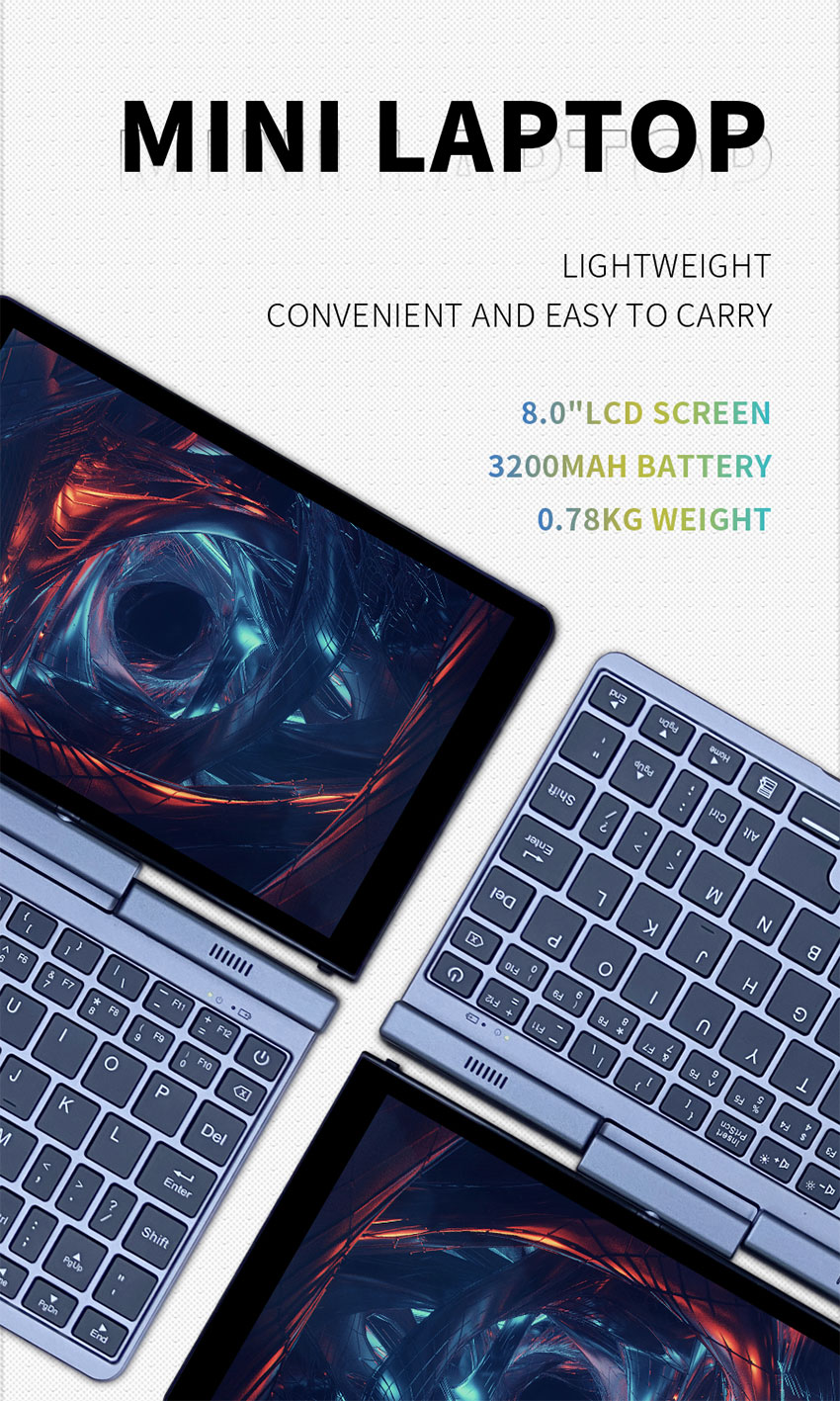 Intel UHD Graphics 600 Small Notebook Computers With 8 Inch IPS Touch Screen