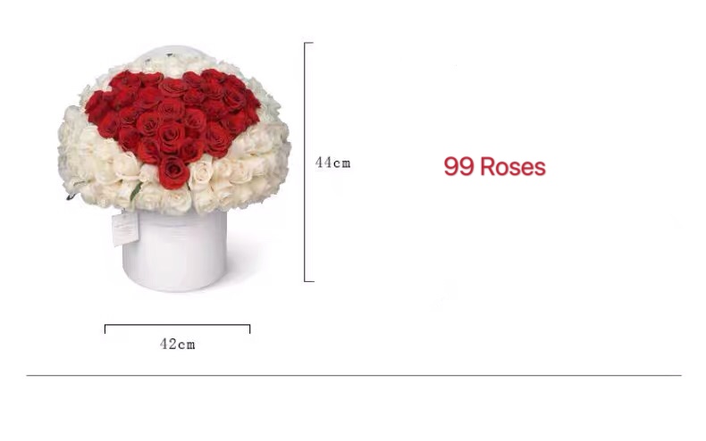 99 Flowers Set Luxury Rose Gold Stamping Logo Gift Box Packing with Round Cardboard Boxes