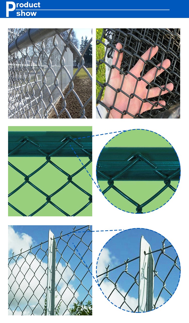 Home garden hot dipped galvanized chain link fence , pvc coated chain link fence
