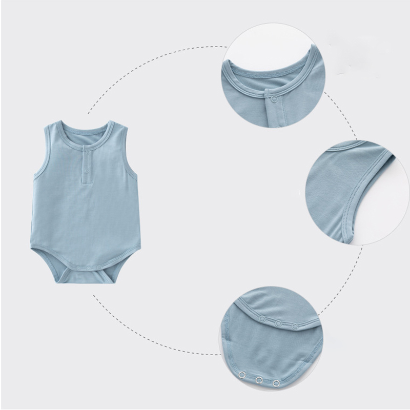 Bamboo fiber 2023 summer thin rompers baby sleeveless vest bodysuits newborn jumpsuit