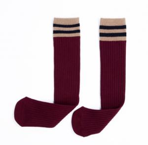 China Strips Knitting Girls Knee High Socks Breathable Sweat Absorbent Casual Socks For Dance on sale