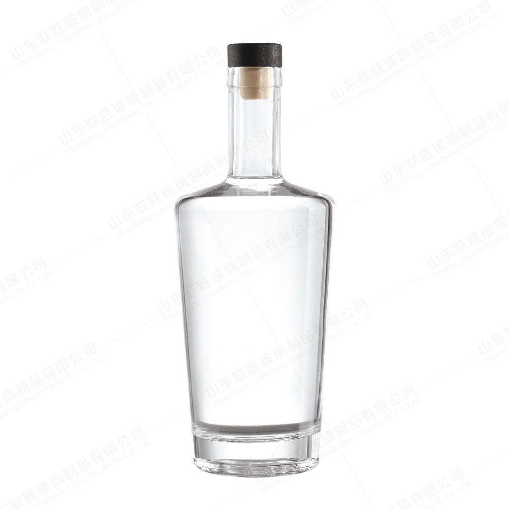 Beverage Industrial Clear 750ml Glass Liquor Wine Vodka Tequila Gin Bottle with Sealed Cork Lid