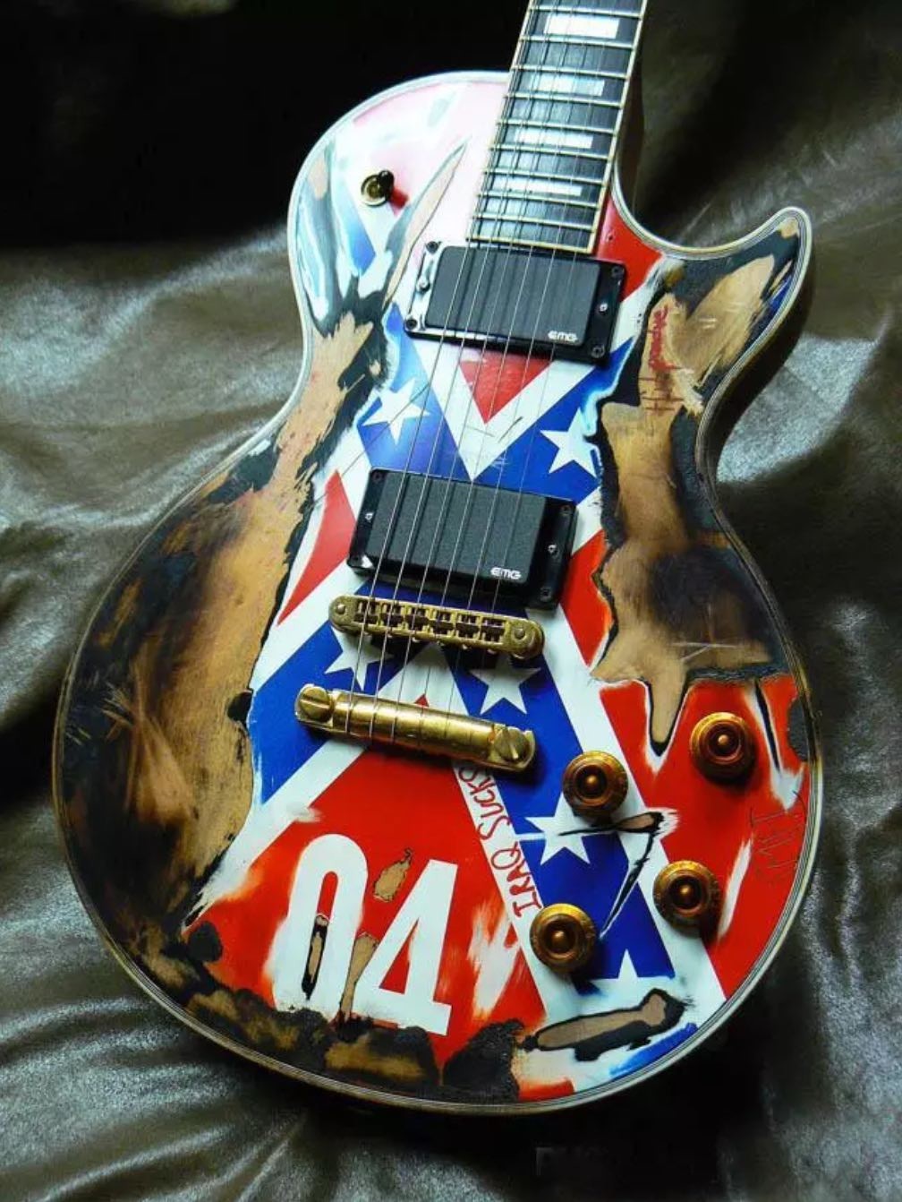 Custom LP Electric Guitar One Piece Body Neck RebelAged Guitar