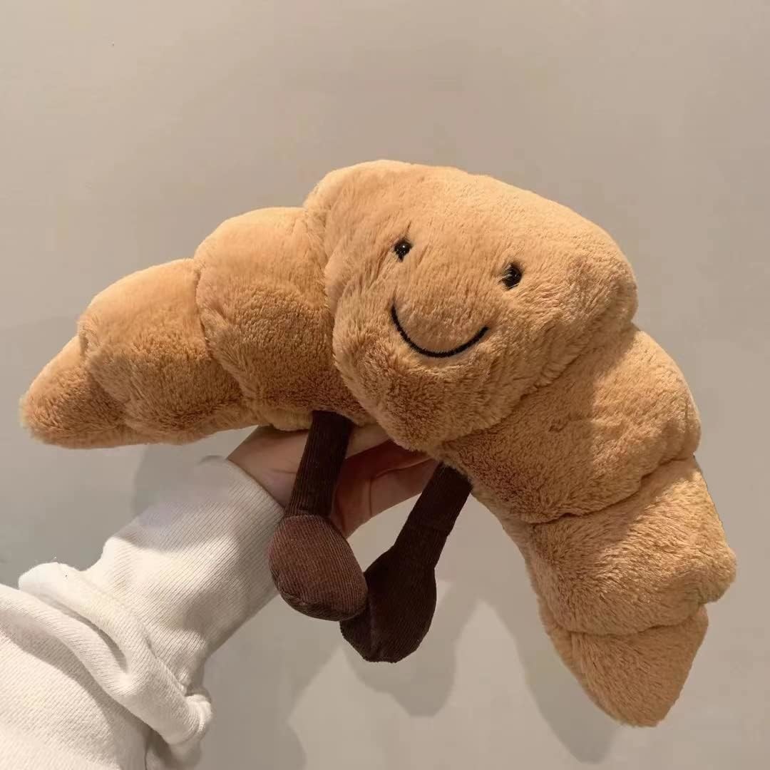 WeightedPlush 9" Croissant Plush Cute Smile Croissant Bread Pillow Stuffed Animals Funny Soft Food Plushies