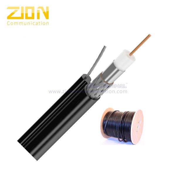 Quality Outdoor Non-Plenum RG6 Coaxial Cable 18 AWG CCS CM Rated PVC Steel Messenger for sale