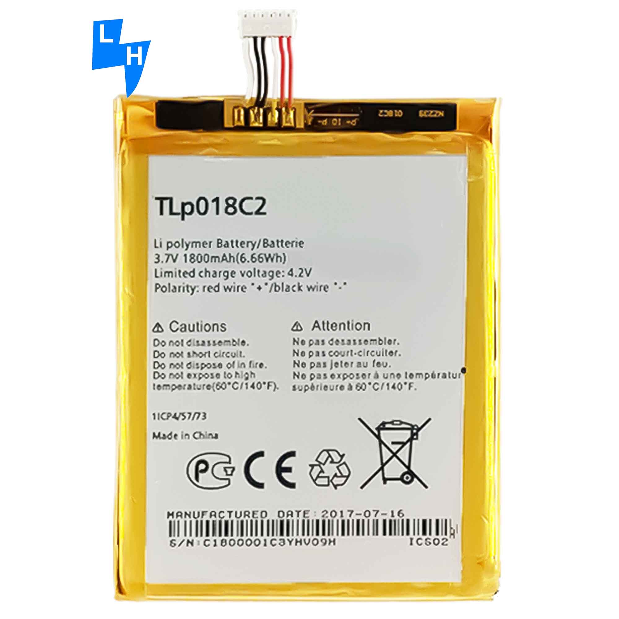 1800mAh Li-ion Polymer Battery for Alcatel One Touch Idol Ultra OT-6033 OT-6033X Tab