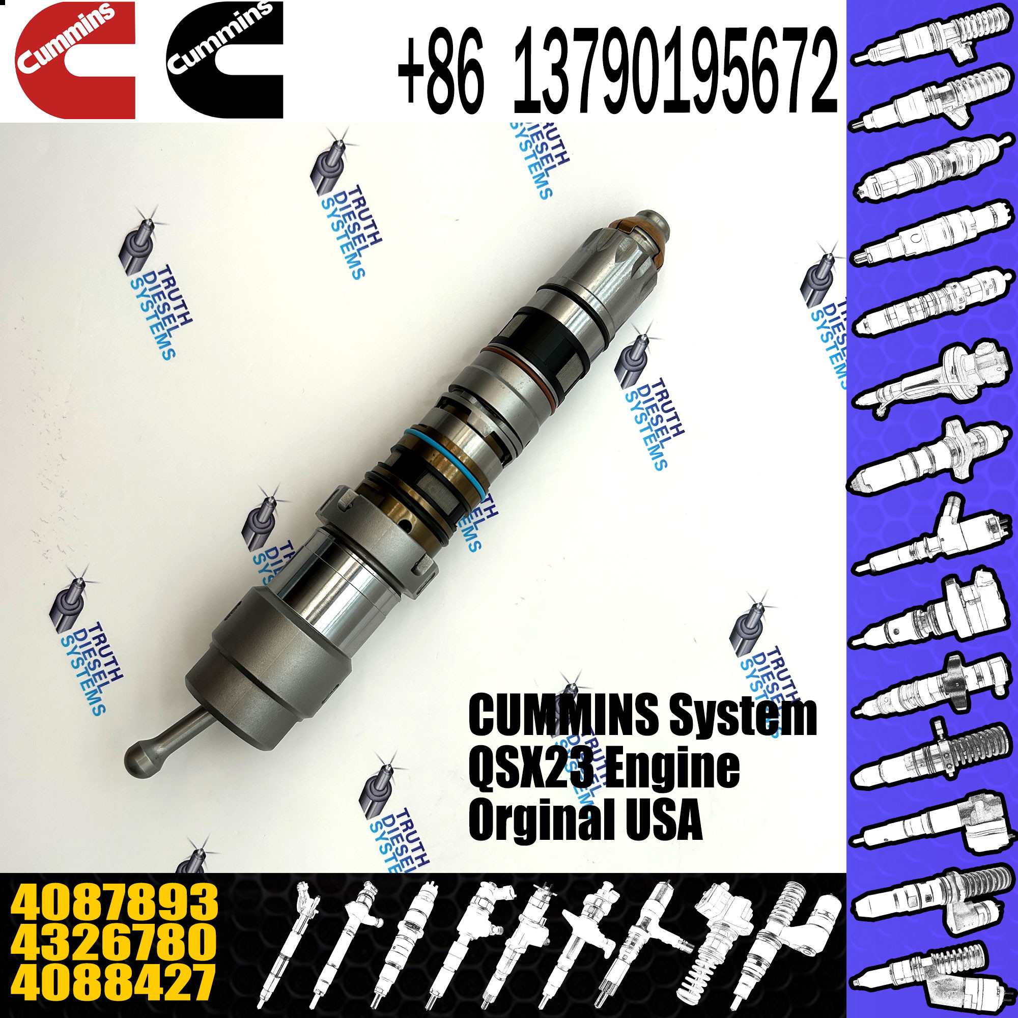 fuel injector 4088427 / 4326780 / 4087893 / 4001813 for diesel QSK60 engine spare parts