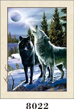 Custom Wolf Painting 5D Images With PET 0.6MM+157g Coated Paper Material