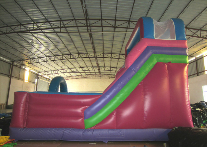 Disney princess pink inflatable wide slide with jump area inflatable big dry slide bounce house
