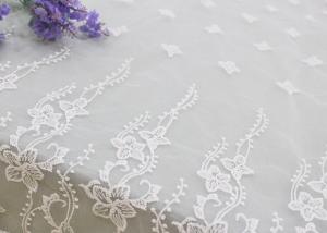 China Embroidered Edge Fabric White Floral Lace Vine Netting Tulle For Bridal Gowns on sale