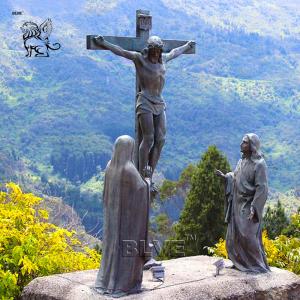 China BLVE Bronze Jesus Cross Sculpture Copper Christian Religious God Statue Church Outdoor Large wholesale