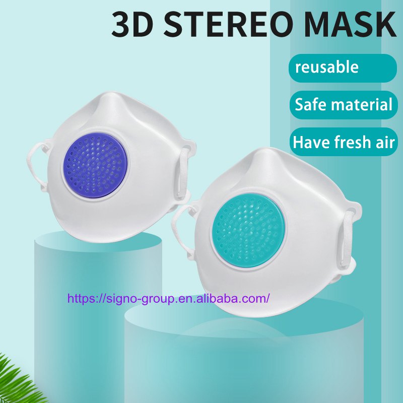 Public Place 3D Disposable Protective Face Mask With Breather Replaceable Filter