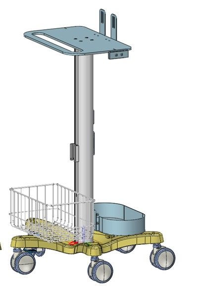 Mobile medical trolley monitoring with white aluminum material in hospital