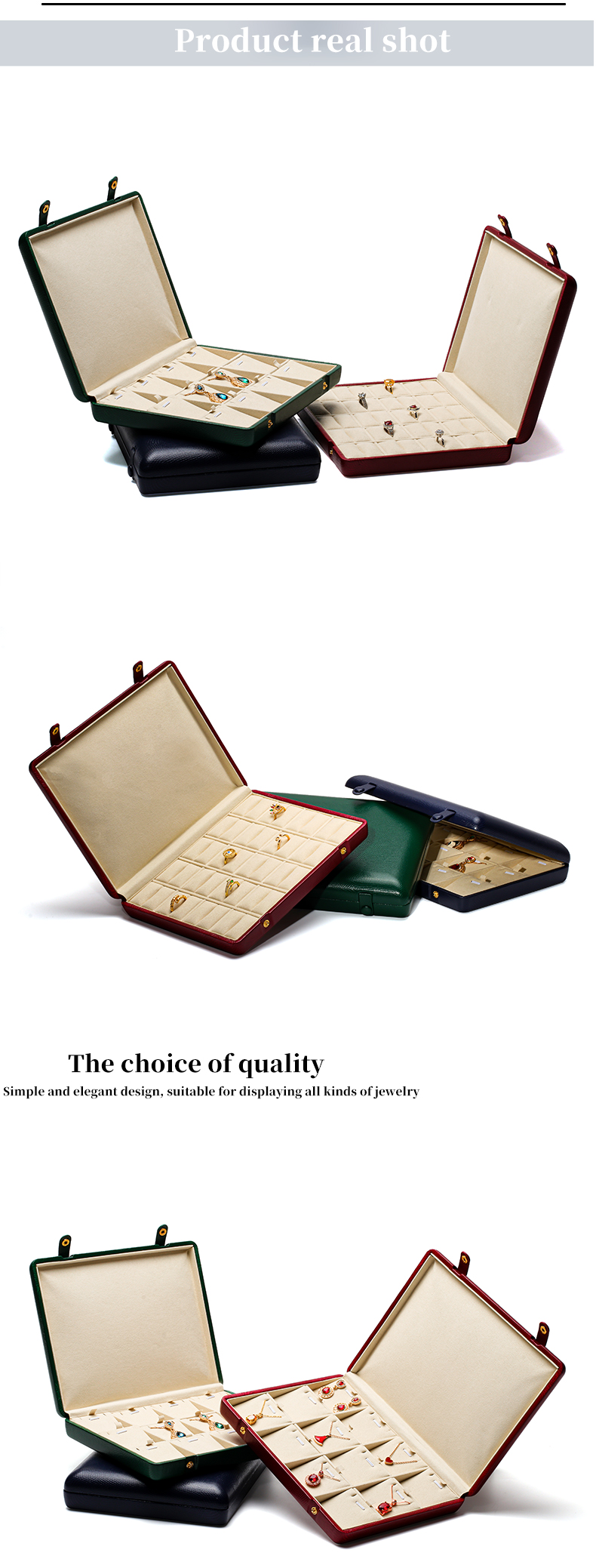 Pebble Grain Leather Jewelry Box Packaging Storage Case For Ear Studs Pendant