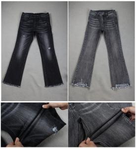 China Cotton Power Stretch Dark Black Jeans Denim Fabric For Skinny Leggings Women Men on sale