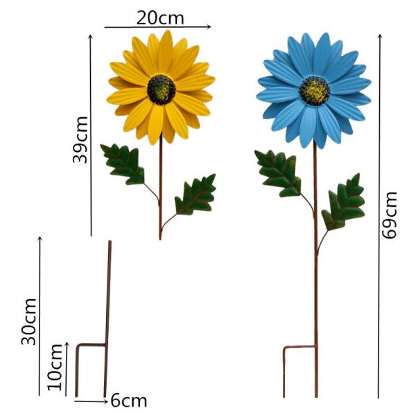 Sunflower Windmill Metal Pinwheel Garden Stake Wind Sculptures for Balcony Patio Lawn Decoration Outdoor Yard Ornament
